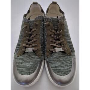 Ara Fusion High Soft Gray White Silver Slip On No Tie Sneakers Women's Size 6.5